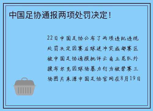 中国足协通报两项处罚决定！